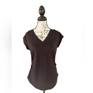 Athleta Ruched V-Neck Tee • Size Medium • Black